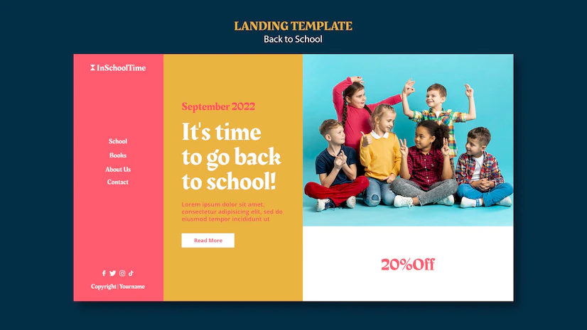 Back to school landing page template