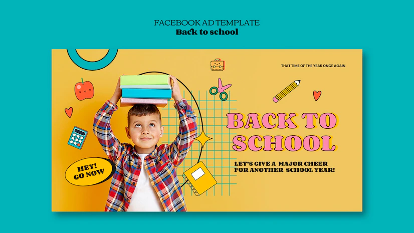 Social media promo template for back to school with hand drawn elements