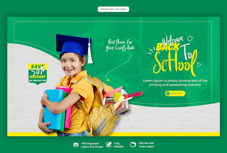 Back to school web banner template
