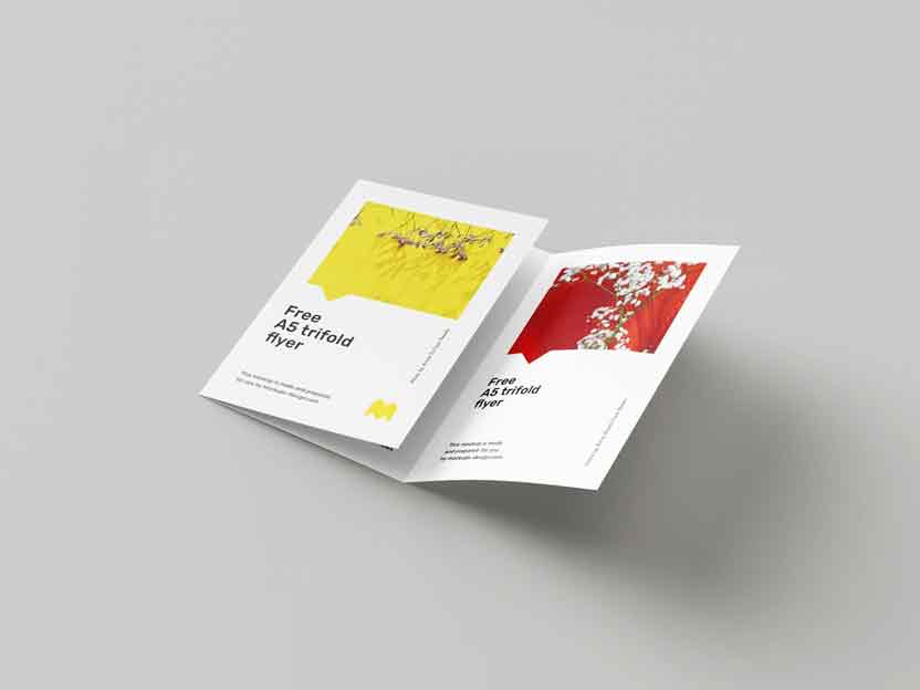 Free A5 trifold flyer mockup